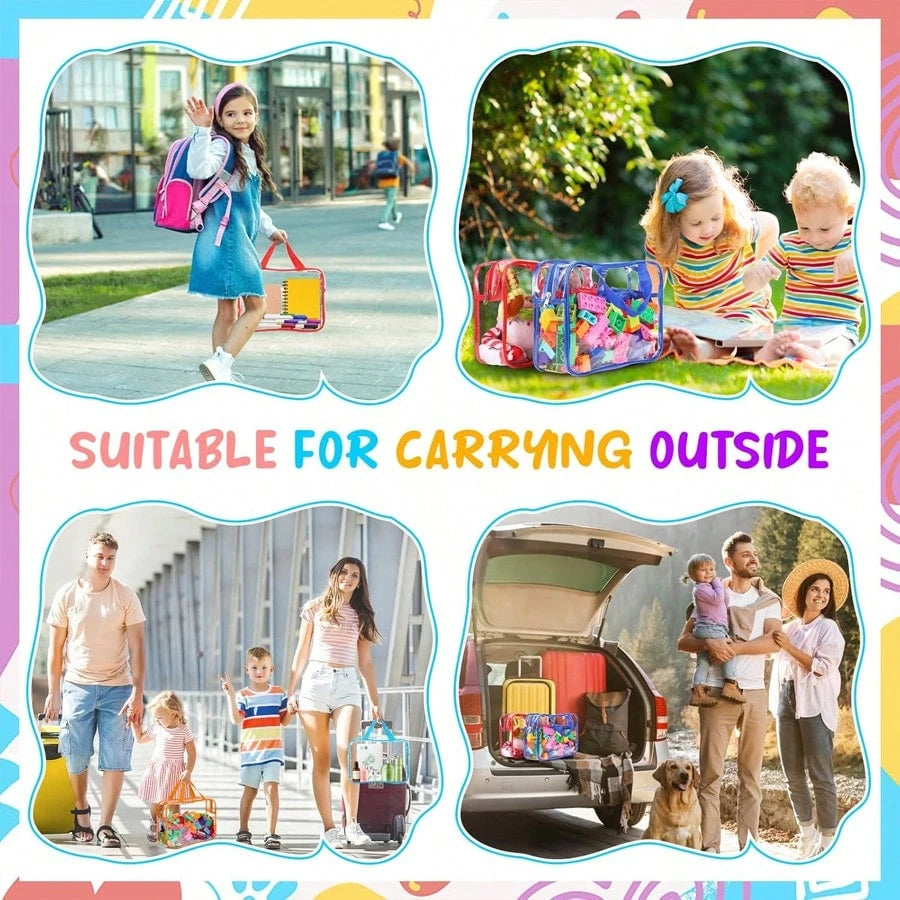 1pc Extra Large/Large Reusable Transparent PVC Diaper Storage Bag, Waterproof Zipper Bag For Diapers, Toys, Building Blocks, Puzzles, Children's Books, Cloth Diapers And Other Items (9 Colors, No Stic