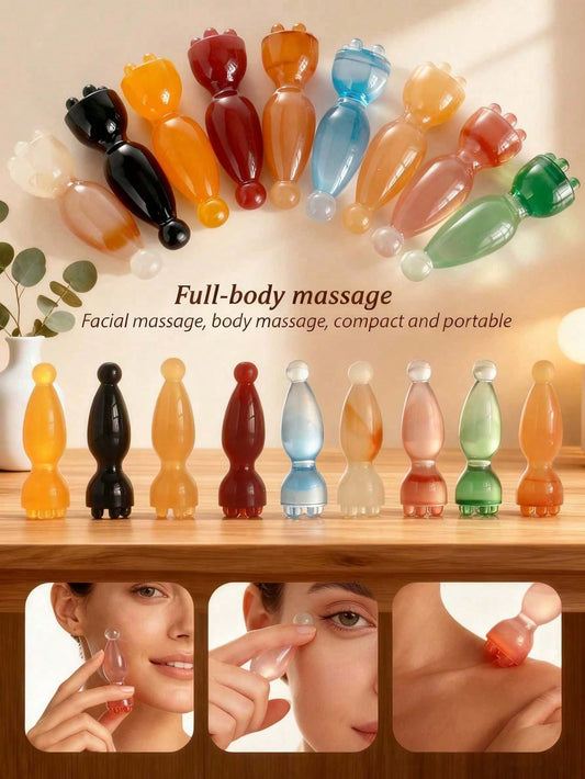 1pc Facial Beauty Massage Roller, Made Of ABS Resin With Smooth Ball, Suitable For Women's Facial Care Including Eye Area, Nose Bridge And Other Areas, Helps Relax Muscles. Guasha Facial Face Care Too