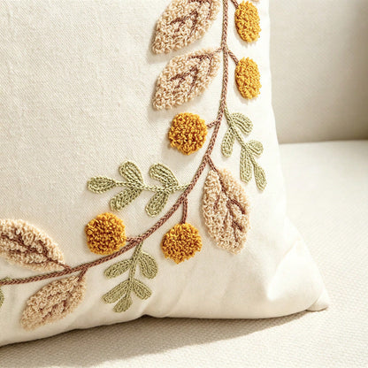 1pc Fall Throw Pillow Covers Embroidery Autumn Thanksgiving Leaf Maple Leaves Decorative Cushion Cases Decor Home Decorations For Couch Patio Furniture Bed Room Livingroom Sofa Porch