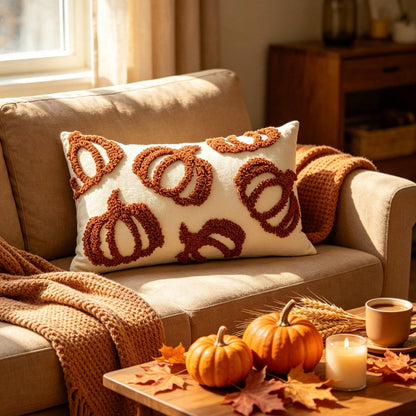 1pc Fall Throw Pillow Covers With Raised Pumpkin 3D Embroidery, Designed For Bedrooms, And Cozy Fall Home Decor Thanksgiving Fall Decors Autumn Decor