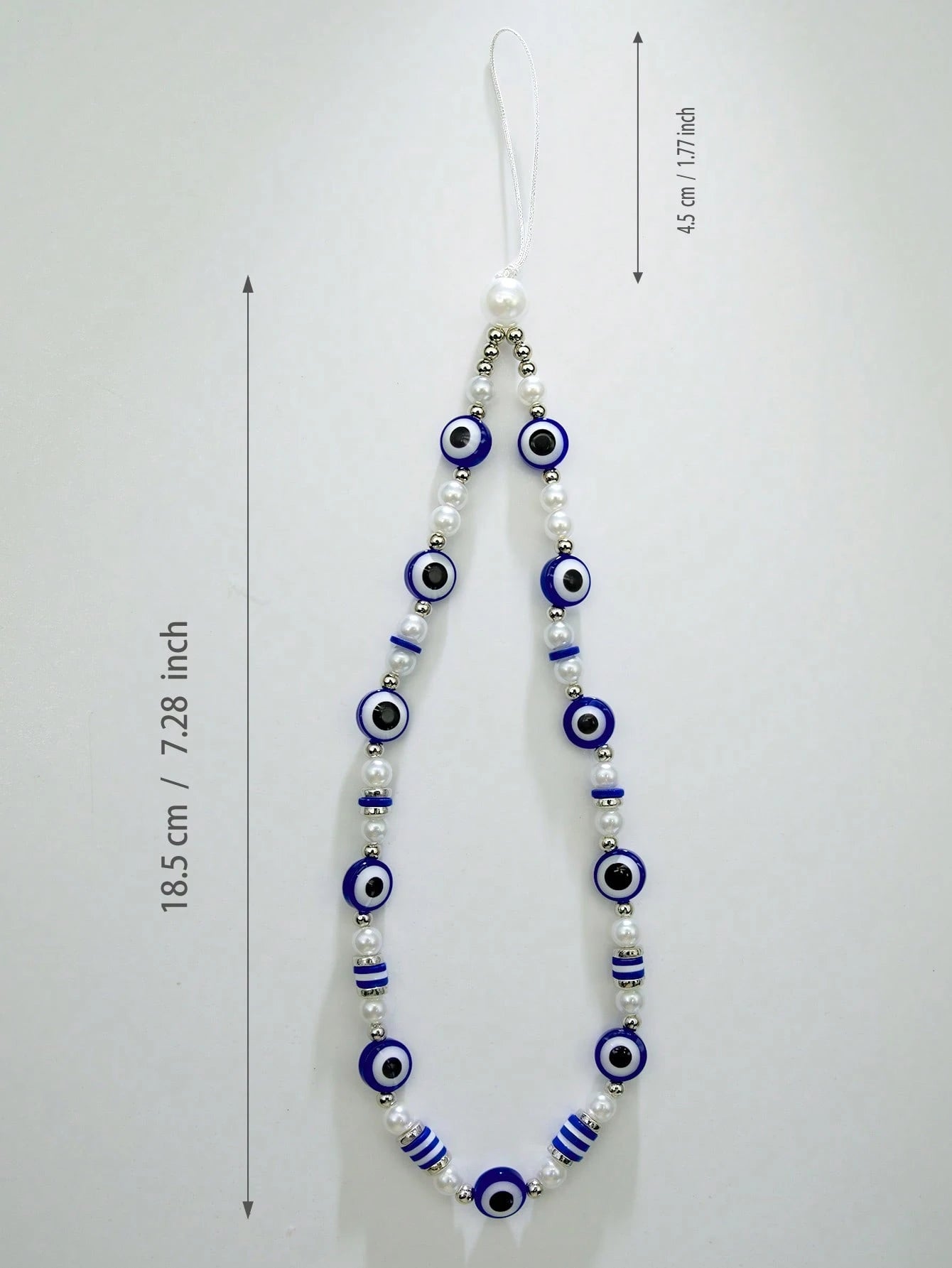 1pc Fashion Minimalist Blue & White Bowknot Faux Pearl Beaded Phone Strap, Suitable As Gift For Any Occasion