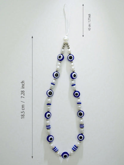 1pc Fashion Minimalist Blue & White Bowknot Faux Pearl Beaded Phone Strap, Suitable As Gift For Any Occasion