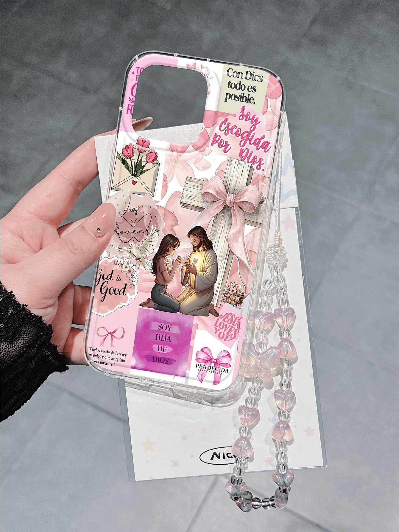 1pc Fashion Text Cross Jesus Phone Case Protective Cover, Bowknot Lanyard, Soft TPU Shockproof Anti-Fall Full Coverage Phone Case, Compatible With Iphone17/17Air/17pro/17promax/16/16plus/16pro/16Proma