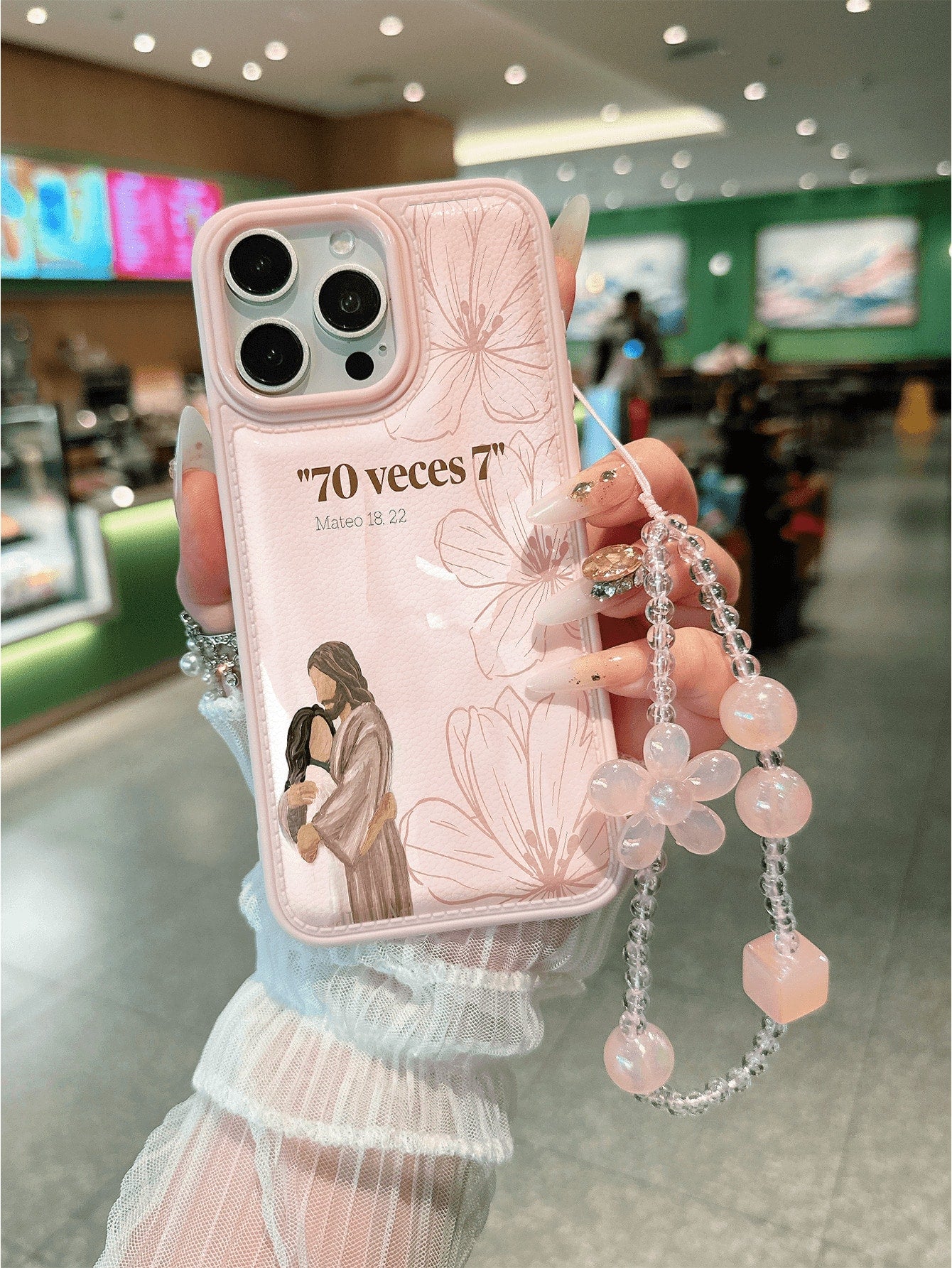 1pc Fashion Text Cross Jesus Phone Case Protective Cover, Bowknot Lanyard, Soft TPU Shockproof Anti-Fall Full Coverage Phone Case, Compatible With Iphone17/17Air/17pro/17promax/16/16plus/16pro/16Proma