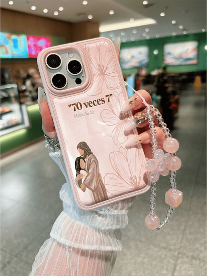 1pc Fashion Text Cross Jesus Phone Case Protective Cover, Bowknot Lanyard, Soft TPU Shockproof Anti-Fall Full Coverage Phone Case, Compatible With Iphone17/17Air/17pro/17promax/16/16plus/16pro/16Proma