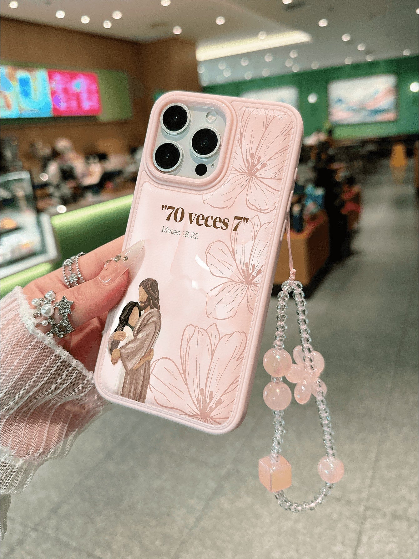 1pc Fashion Text Cross Jesus Phone Case Protective Cover, Bowknot Lanyard, Soft TPU Shockproof Anti-Fall Full Coverage Phone Case, Compatible With Iphone17/17Air/17pro/17promax/16/16plus/16pro/16Proma