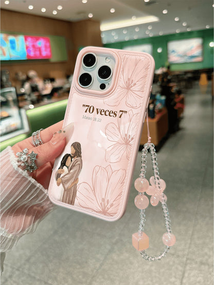 1pc Fashion Text Cross Jesus Phone Case Protective Cover, Bowknot Lanyard, Soft TPU Shockproof Anti-Fall Full Coverage Phone Case, Compatible With Iphone17/17Air/17pro/17promax/16/16plus/16pro/16Proma