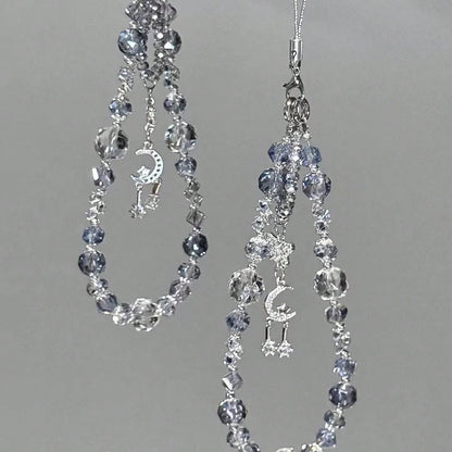 1pc Fashionable Luxury "Iceberg Blue" Icy Cube Beaded Phone Lanyard, Summer New Arrival, Exquisite Sparkling Niche Phone Charm With Transparent Pad, Practical And Elegant