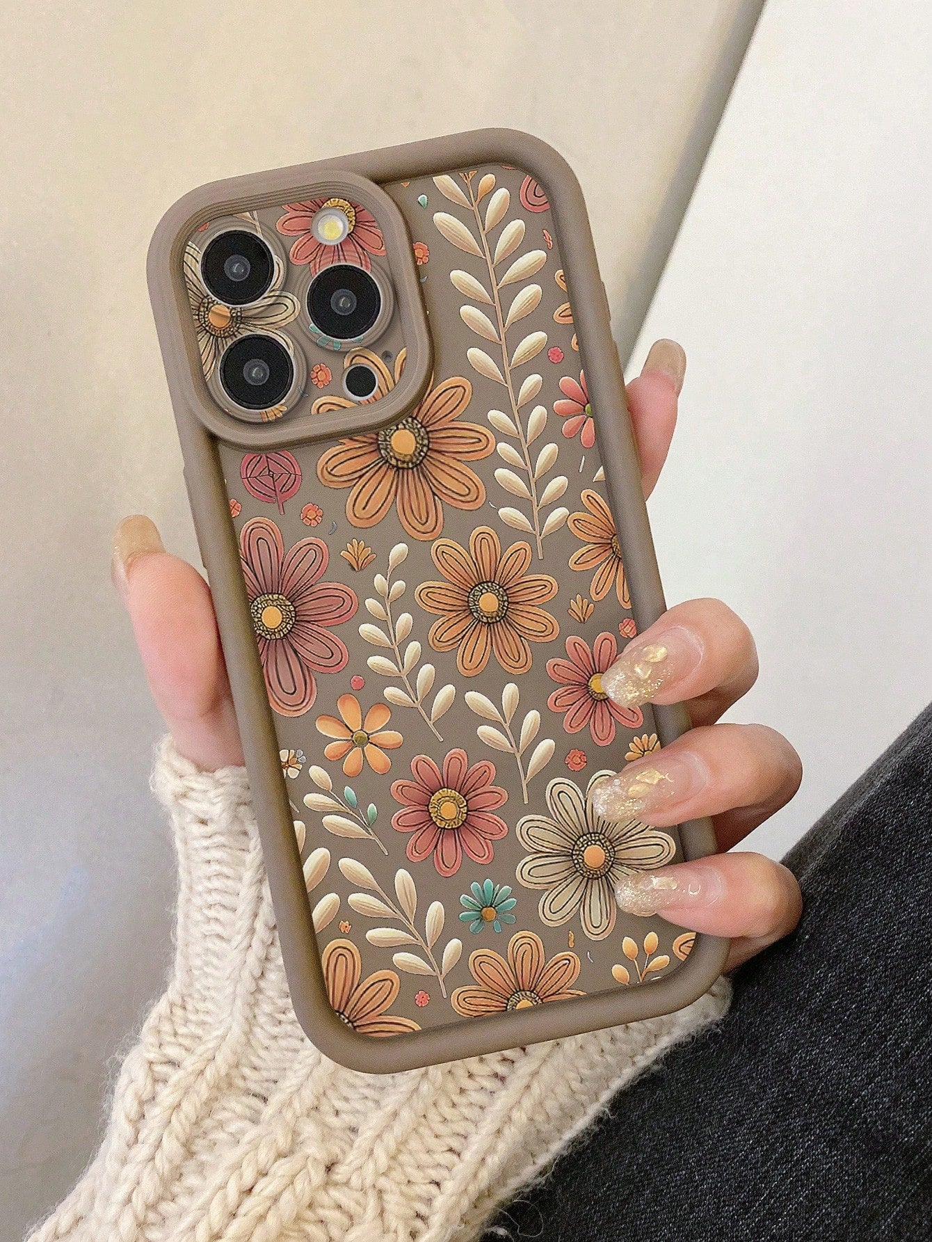 1pc Floral Pattern Camera Protection Shock-Proof Phone Case, Compatible With IPhone 11 Pro Max/12 Pro Max/13 Pro Max/14 Pro Max/15 Pro Max/16 Plus/16 Pro Max, Compatible With Redmi, Compatible With OP