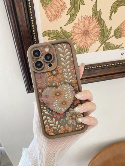 1pc Floral Pattern Camera Protection Shock-Proof Phone Case, Compatible With IPhone 11 Pro Max/12 Pro Max/13 Pro Max/14 Pro Max/15 Pro Max/16 Plus/16 Pro Max, Compatible With Redmi, Compatible With OP