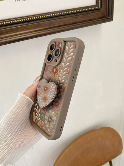 1pc Floral Pattern Camera Protection Shock-Proof Phone Case, Compatible With IPhone 11 Pro Max/12 Pro Max/13 Pro Max/14 Pro Max/15 Pro Max/16 Plus/16 Pro Max, Compatible With Redmi, Compatible With OP