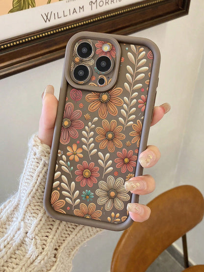 1pc Floral Pattern Camera Protection Shock-Proof Phone Case, Compatible With IPhone 11 Pro Max/12 Pro Max/13 Pro Max/14 Pro Max/15 Pro Max/16 Plus/16 Pro Max, Compatible With Redmi, Compatible With OP