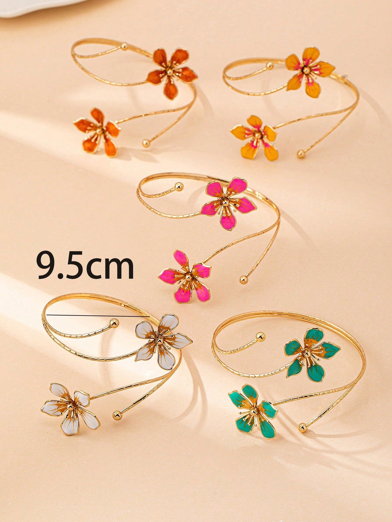 1pc Floral Pendant Europe And America Fashion Chic Style Women Vacation Outfit Open Cuff Bracelet
