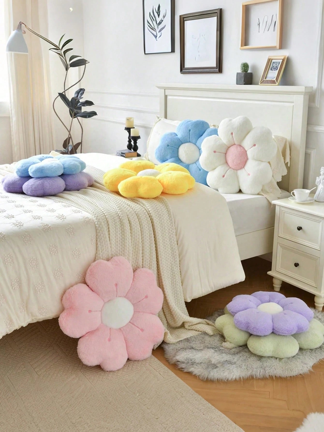 1pc Floral Shaped Decorative Throw Pillow/Cushion, Cute Daisy Pillow Suitable For Bed, Sofa, Dorm, Floor, Summer, Spring, Outdoor, Garden, Bedroom Decor, Gift For Her