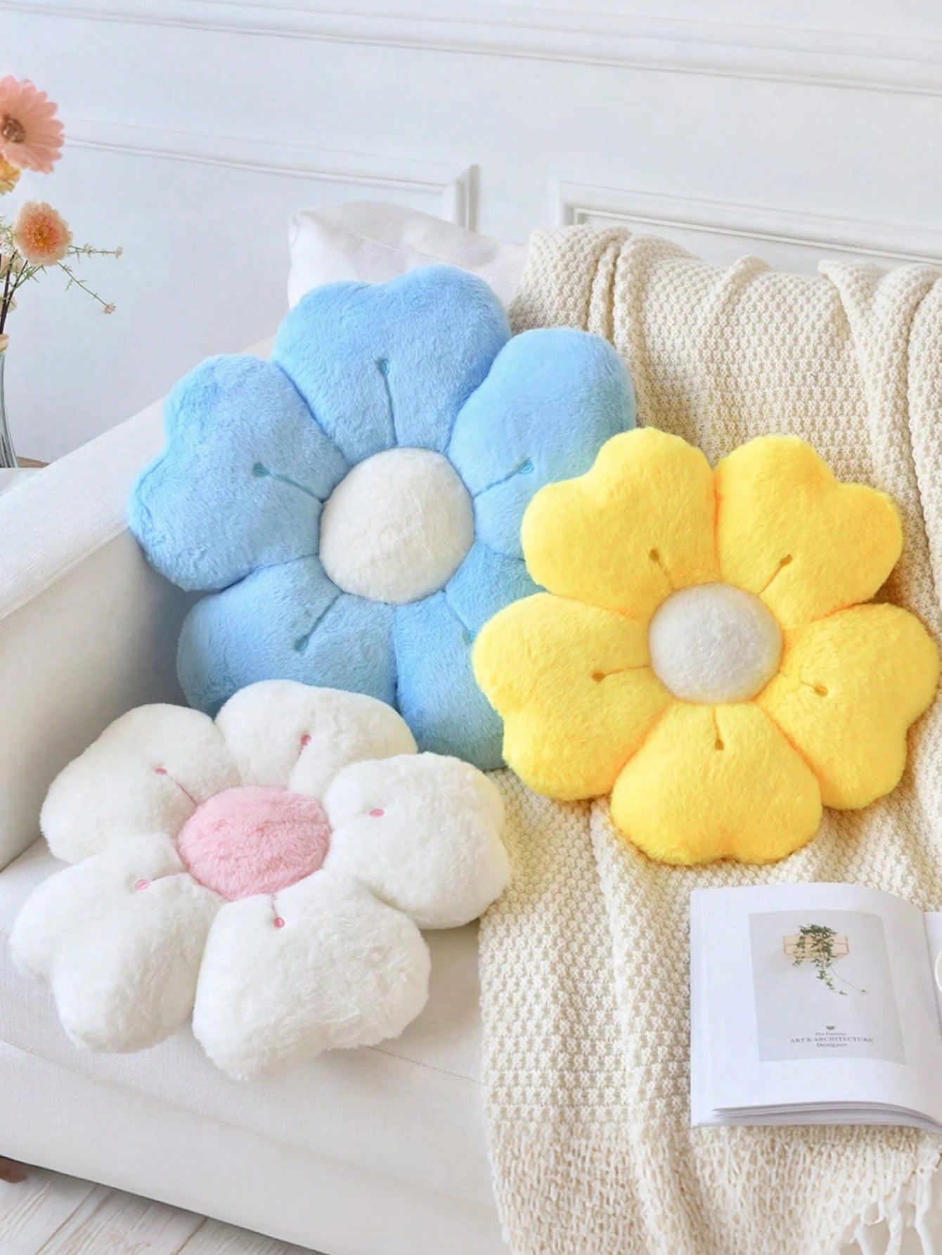 1pc Floral Shaped Decorative Throw Pillow/Cushion, Cute Daisy Pillow Suitable For Bed, Sofa, Dorm, Floor, Summer, Spring, Outdoor, Garden, Bedroom Decor, Gift For Her