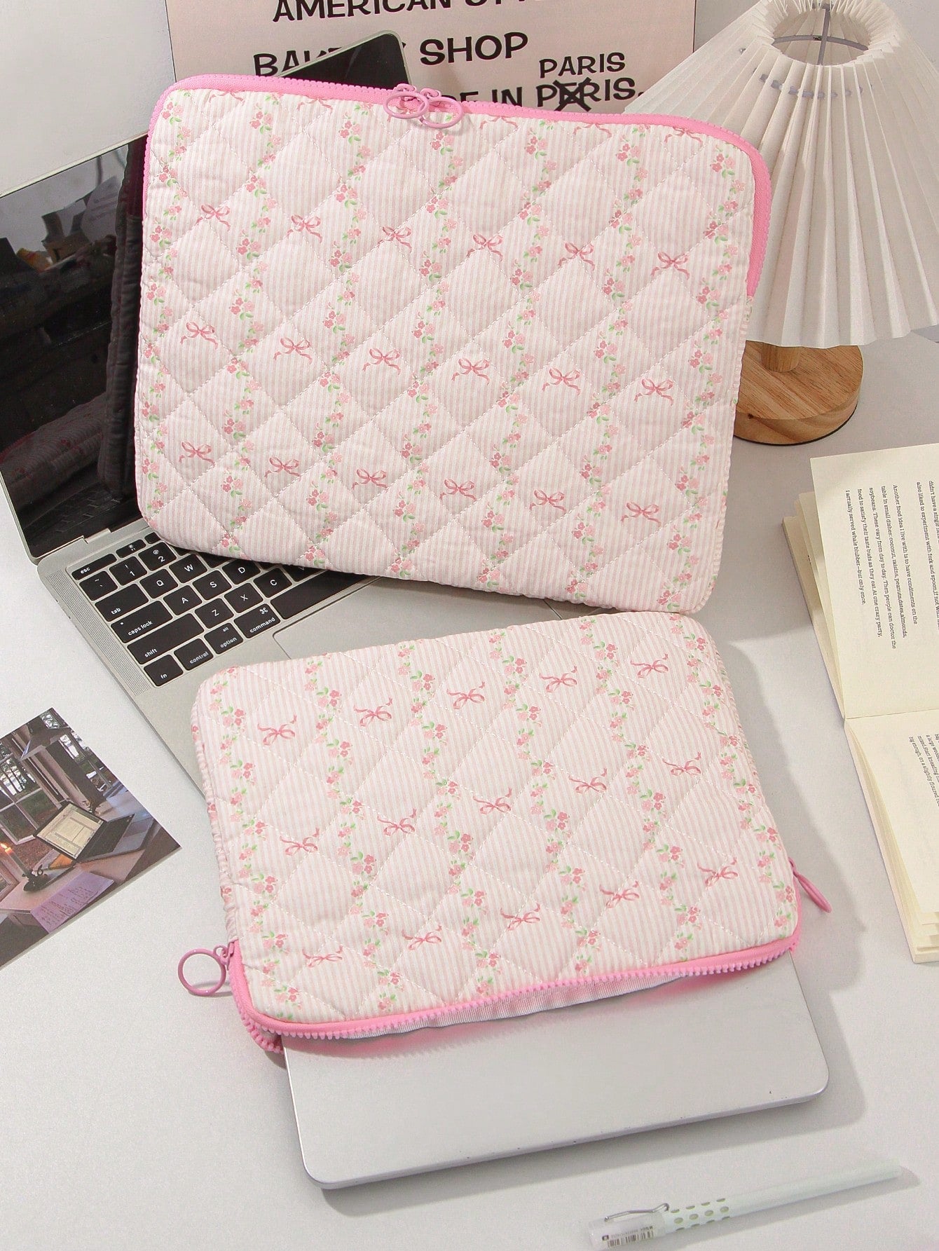 1Pc Floral & Strip Pattern Tablet Bag 11 Inch/13Inch Computer Bag Colourful Cute Protection Case Small Bag File Bag Laptop Sleeve Computer Carrying Case Bag 11 Inch/13Inch Portable Table Cover Bags F