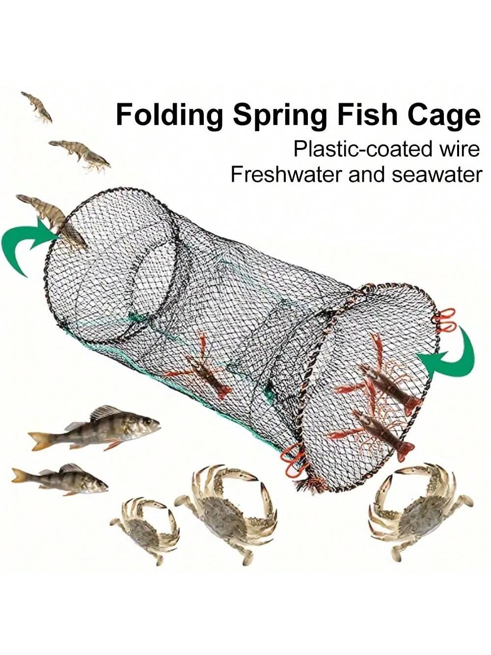 1pc Foldable Fish Trap Net, Crab Trap, Shrimp Trap, Fishing Gear, Portable Fishing Trap