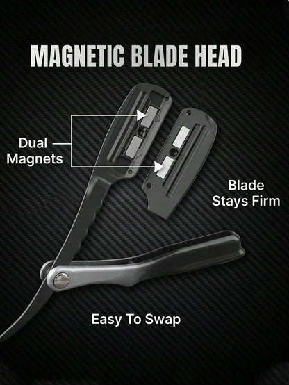 1pc Folding Vintage Manual Razor Holder, Barber Men's Shaving & Face Trimming Razor Stand, New Strong Magnetic Blade Head Suction Blade Holder, Edge Trimming & Bald Head Shaving, Reciprocating Shaver
