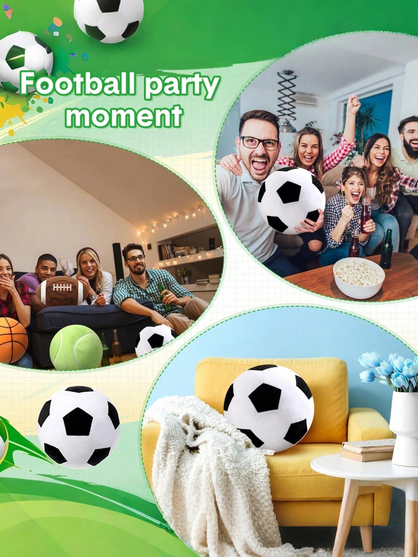 1pc Football Throw Pillow, Sofa Cushion, Football Basketball Round Soft Pillow, Bedroom Decor, Room Decor, Party Gift, Outdoor Garden Cushions, Summervibes, Thanksgiving Halloween Gifts
