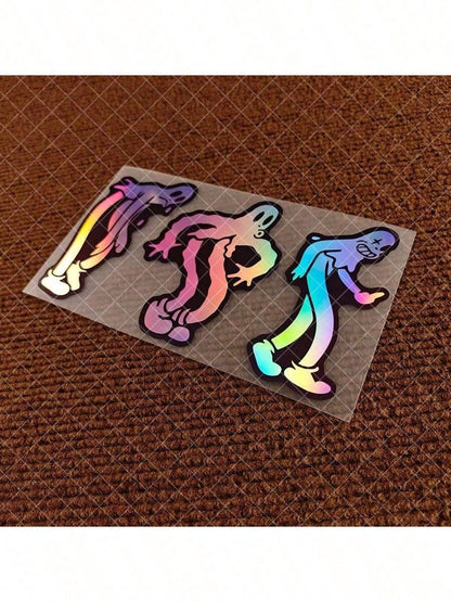 1pc Ghost Dancing Sticker, Self-Adhesive Car Graphic, Inspired By Ghostmane, JDM Theme, Sun-Proof And Waterproof Car Rear Window Bumper Gas Tank Electric Vehicle Motorcycle Scooter Vinyl Sticker Decor