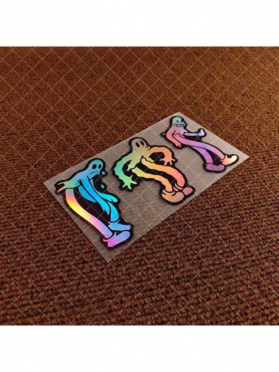 1pc Ghost Dancing Sticker, Self-Adhesive Car Graphic, Inspired By Ghostmane, JDM Theme, Sun-Proof And Waterproof Car Rear Window Bumper Gas Tank Electric Vehicle Motorcycle Scooter Vinyl Sticker Decor
