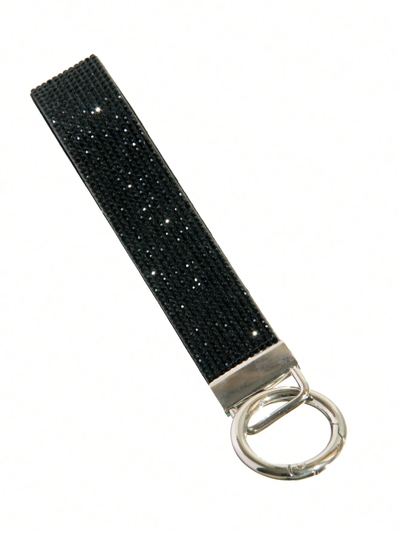 1pc Gold & Diamond Decorated Bling Glitter Wristband With Open Circle Keychain, Suitable For Clutch And Keychain Leopard Print
