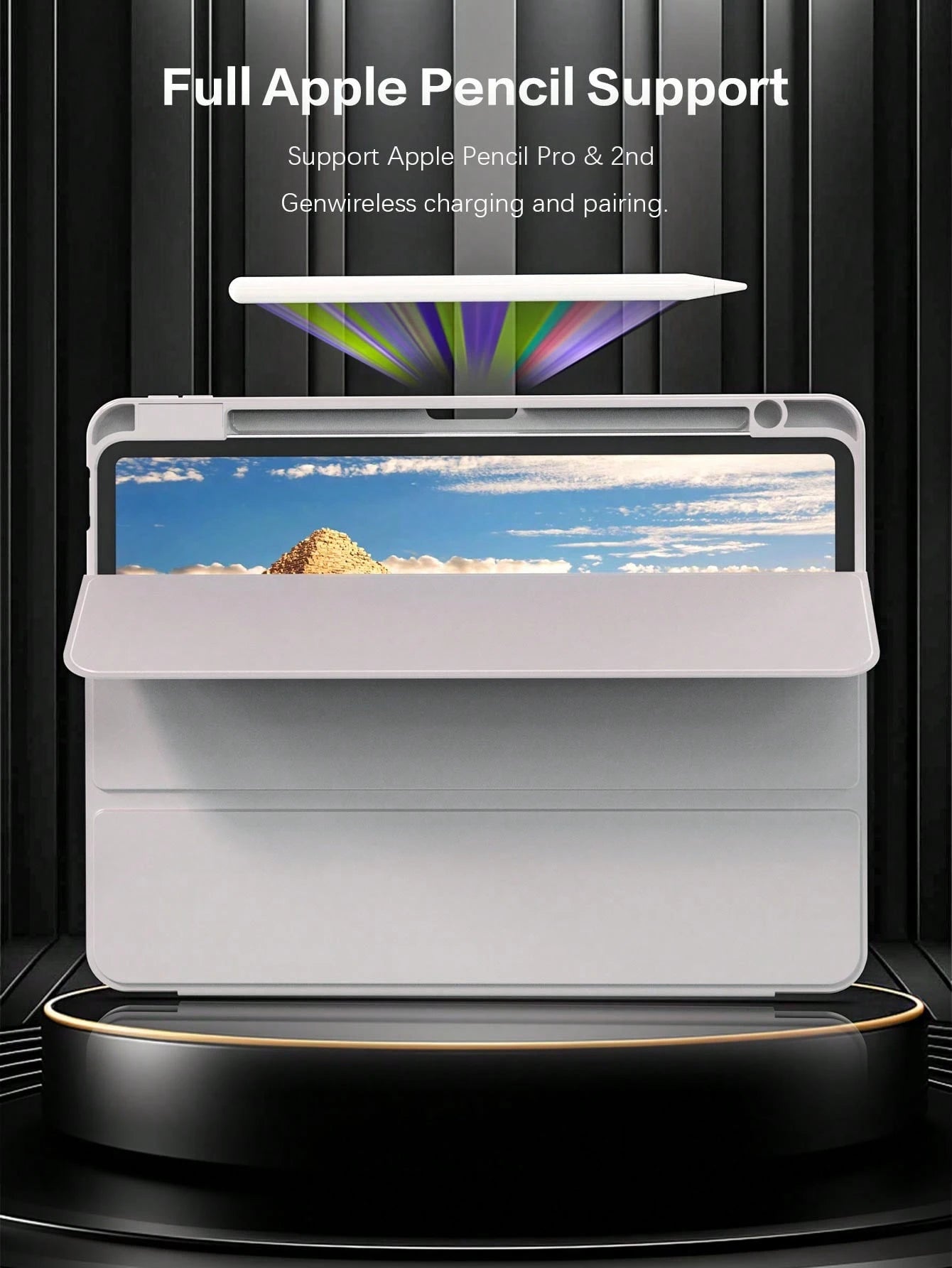1pc Grey Tri-Fold Silicone Foldable Protective Case, Ultra-Thin Shockproof Anti-Drop Stand With Pen Slot, Compatible With IPad Mini 4/5/6, 9.7/10.2/10.5 Inch, Air 4/5/6, 10th Gen, 10.9 Inch, Pro 11 In