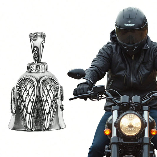 1pc Guardian Angel Motorcycle Bell Good Luck Charm Keychain Pendant Accessories, Gift For Bike, Friends
