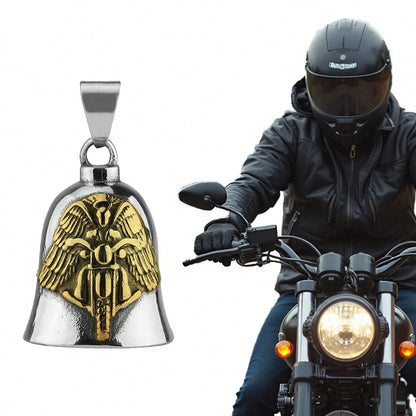 1pc Guardian Angel Motorcycle Bell Good Luck Charm Keychain Pendant Accessories, Gift For Bike, Friends