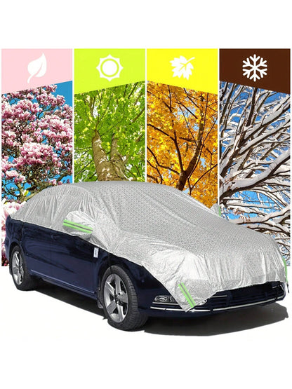 1pc Half Car Body Cover All Weather, Cover For All Season Waterproof Dustproof UV Resistant Snowproof Sedan Car Cover Protect Your Windshield And Roof