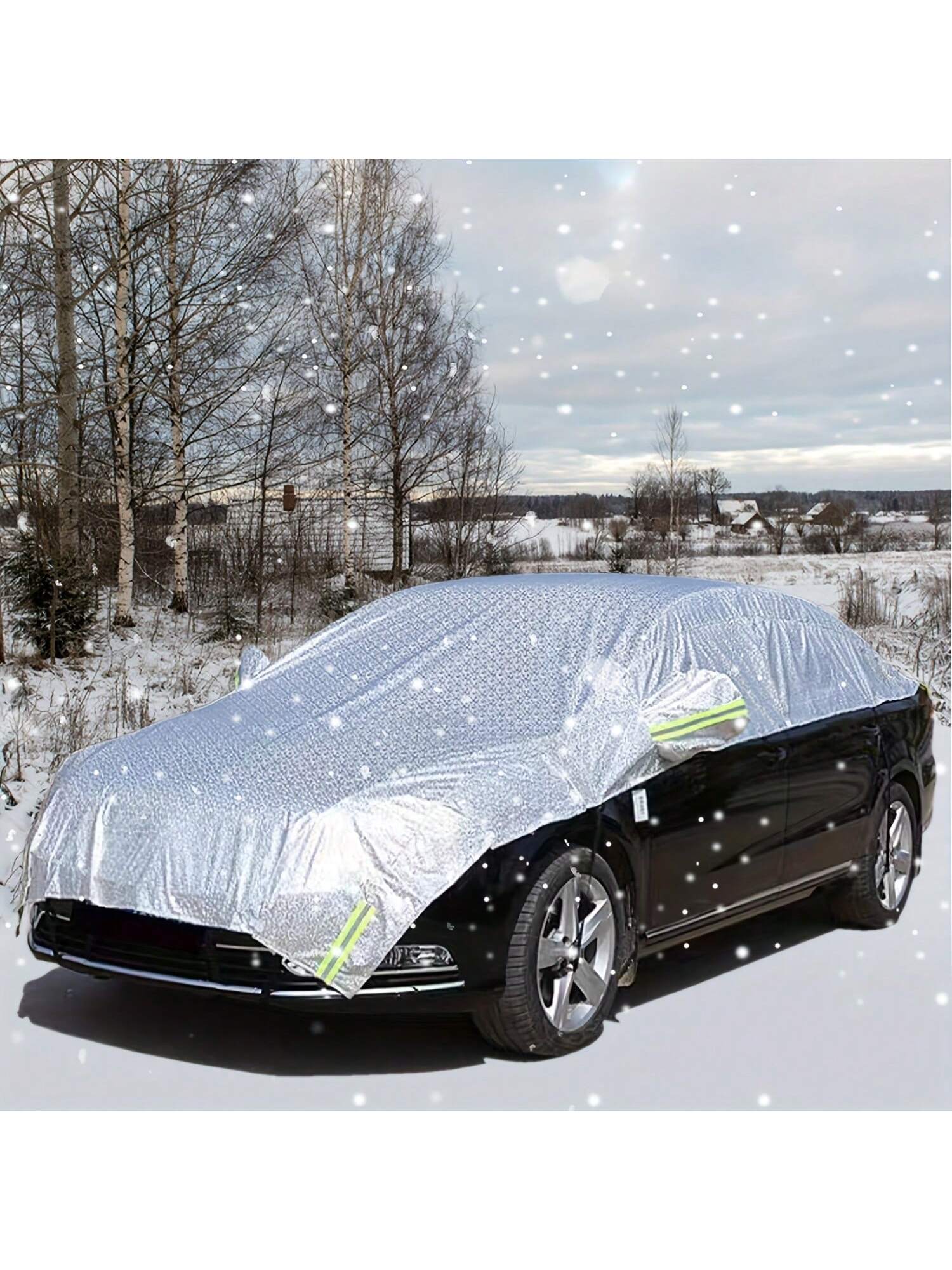 1pc Half Car Body Cover All Weather, Cover For All Season Waterproof Dustproof UV Resistant Snowproof Sedan Car Cover Protect Your Windshield And Roof