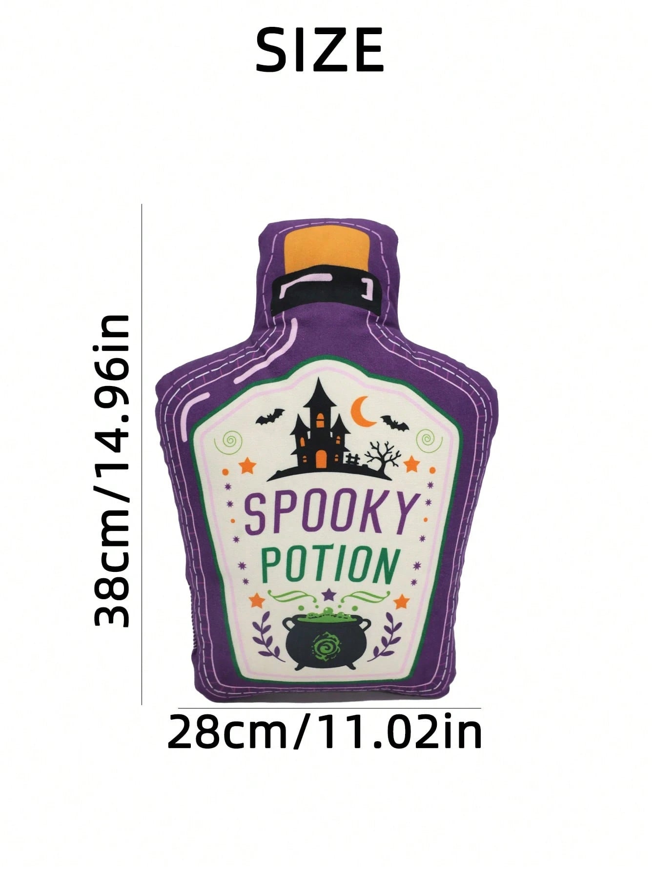 1pc Halloween Magic Potion Bottle Shaped Throw Pillow, Purple Haunted House Castle Print, Suitable For Living Room Sofa Cushion, Holiday Atmosphere, Bedside Versatile Decorative Pillow, Bedroom Decor