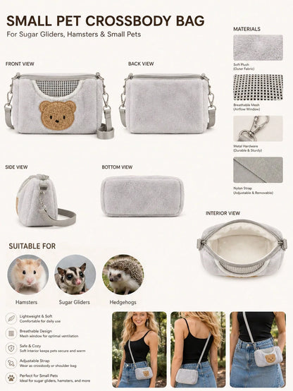 1pc Hamster Outdoor Sling Bag, Portable Hamster Carrying Bag, Warm Pet Carrier