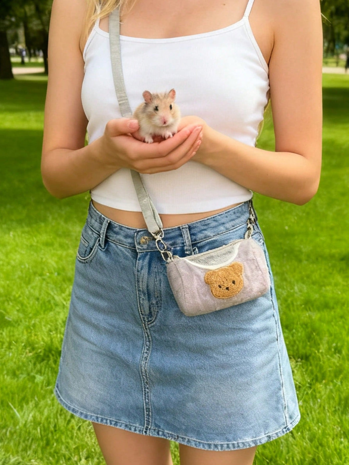 1pc Hamster Outdoor Sling Bag, Portable Hamster Carrying Bag, Warm Pet Carrier