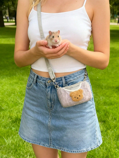 1pc Hamster Outdoor Sling Bag, Portable Hamster Carrying Bag, Warm Pet Carrier
