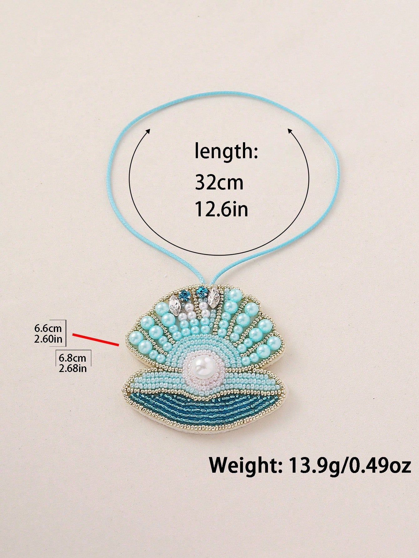 1pc Handmade Beaded Embroidered Shell Bag Charm, Bohemian Style Faux Pearl & Crystal Embellished Pendant, Suitable For Women Summer Beach Holiday Accessories Festival Graduation Gift Beach Essentials