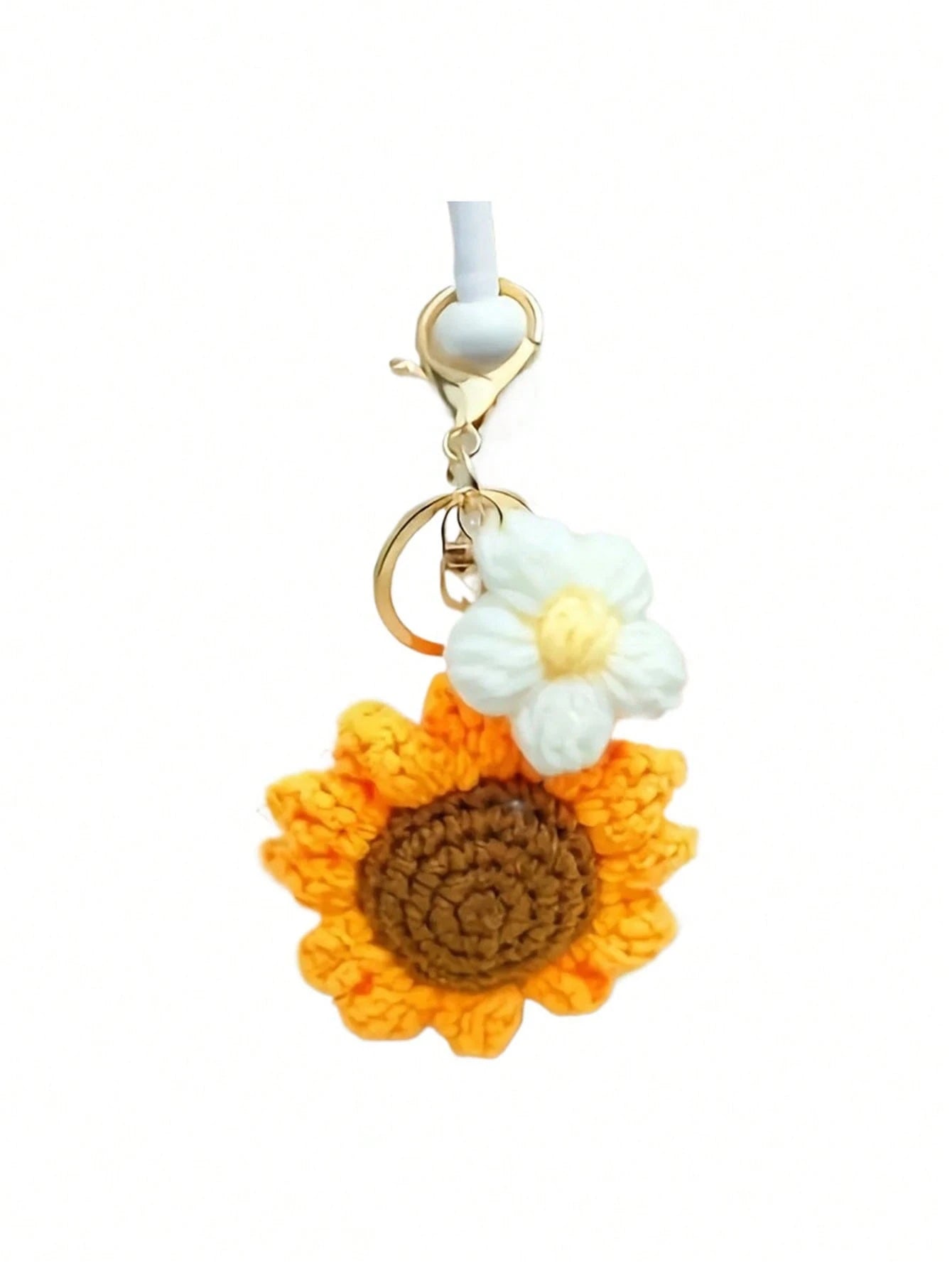 1pc Handmade Crochet Sunflower Keychain Fashionable Versatile Bag Pendant Cute Keyring Beach Daisy