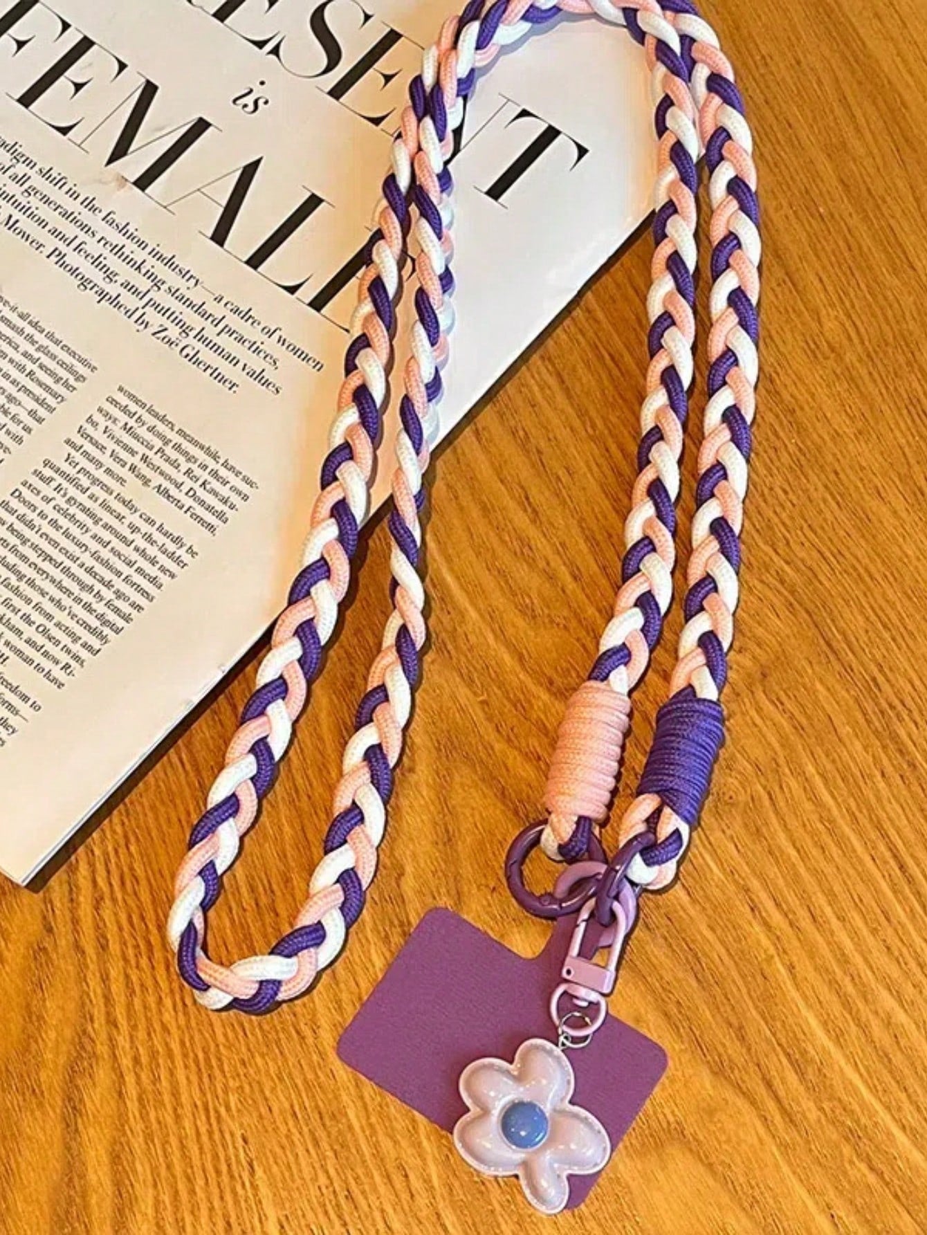 1pc Handwoven Rope Phone Lanyard, Crossbody Style, Outdoor Travel Anti-Loss Phone Case Strap, Handmade Cute Flower Design (Random Color Buckle)