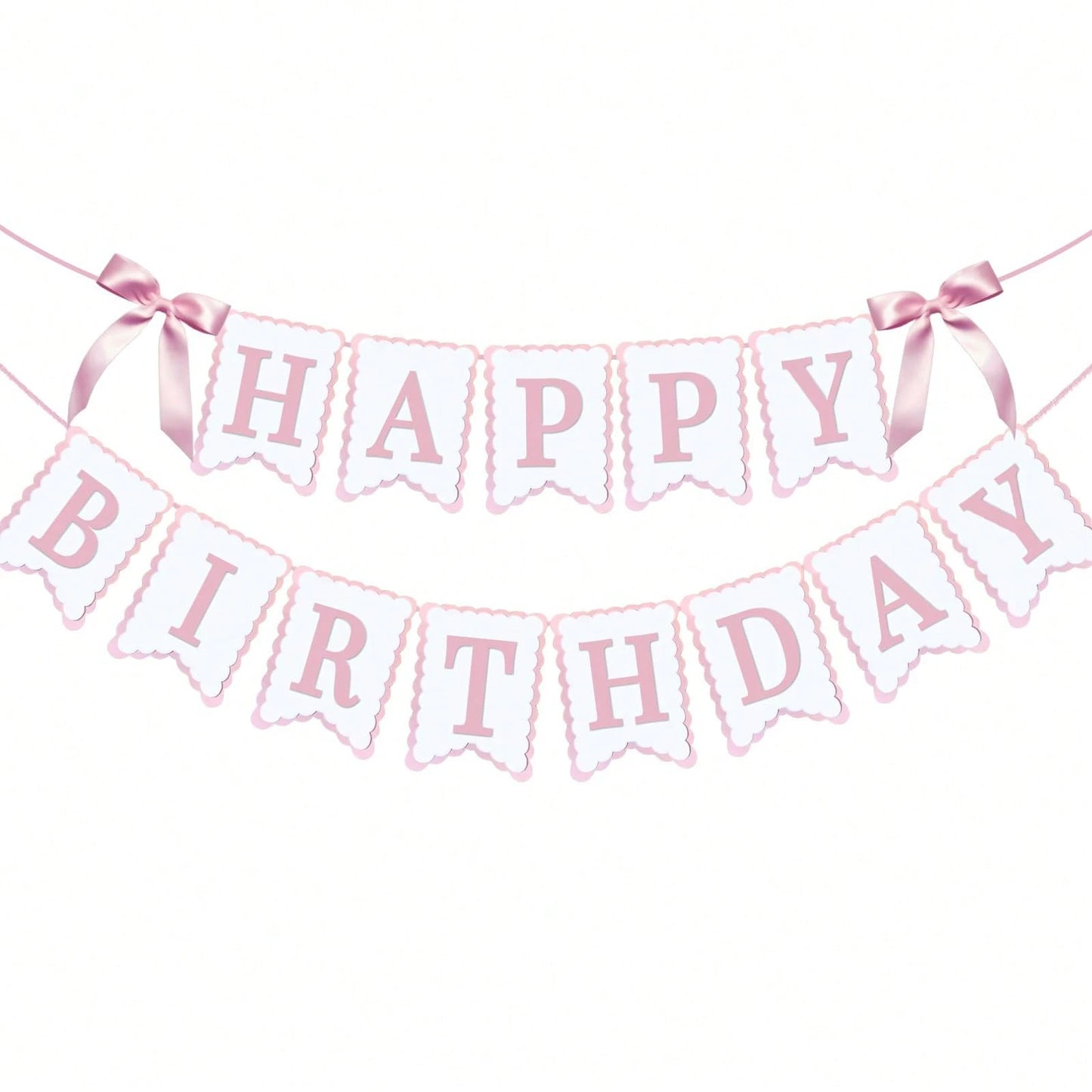 1pc Happy Birthday Bow Banner, Suitable For Bow Birthday Decorations, Pink Bow Wreath, Fit For Baby Shower, Girl's 1st Birthday Party Decor