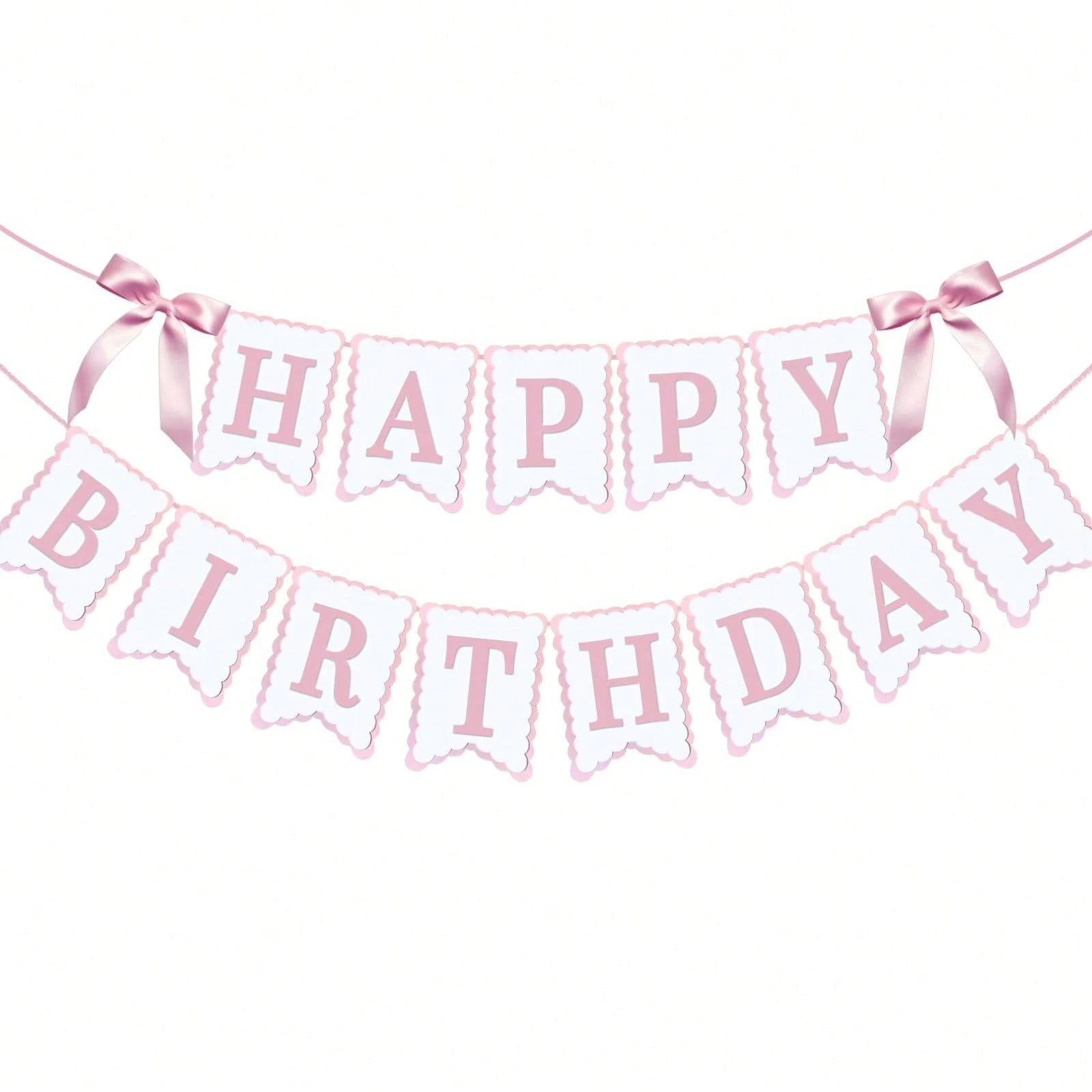 1pc Happy Birthday Bow Banner, Suitable For Bow Birthday Decorations, Pink Bow Wreath, Fit For Baby Shower, Girl's 1st Birthday Party Decor