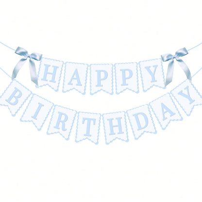 1pc Happy Birthday Bow Banner, Suitable For Bow Birthday Decorations, Pink Bow Wreath, Fit For Baby Shower, Girl's 1st Birthday Party Decor