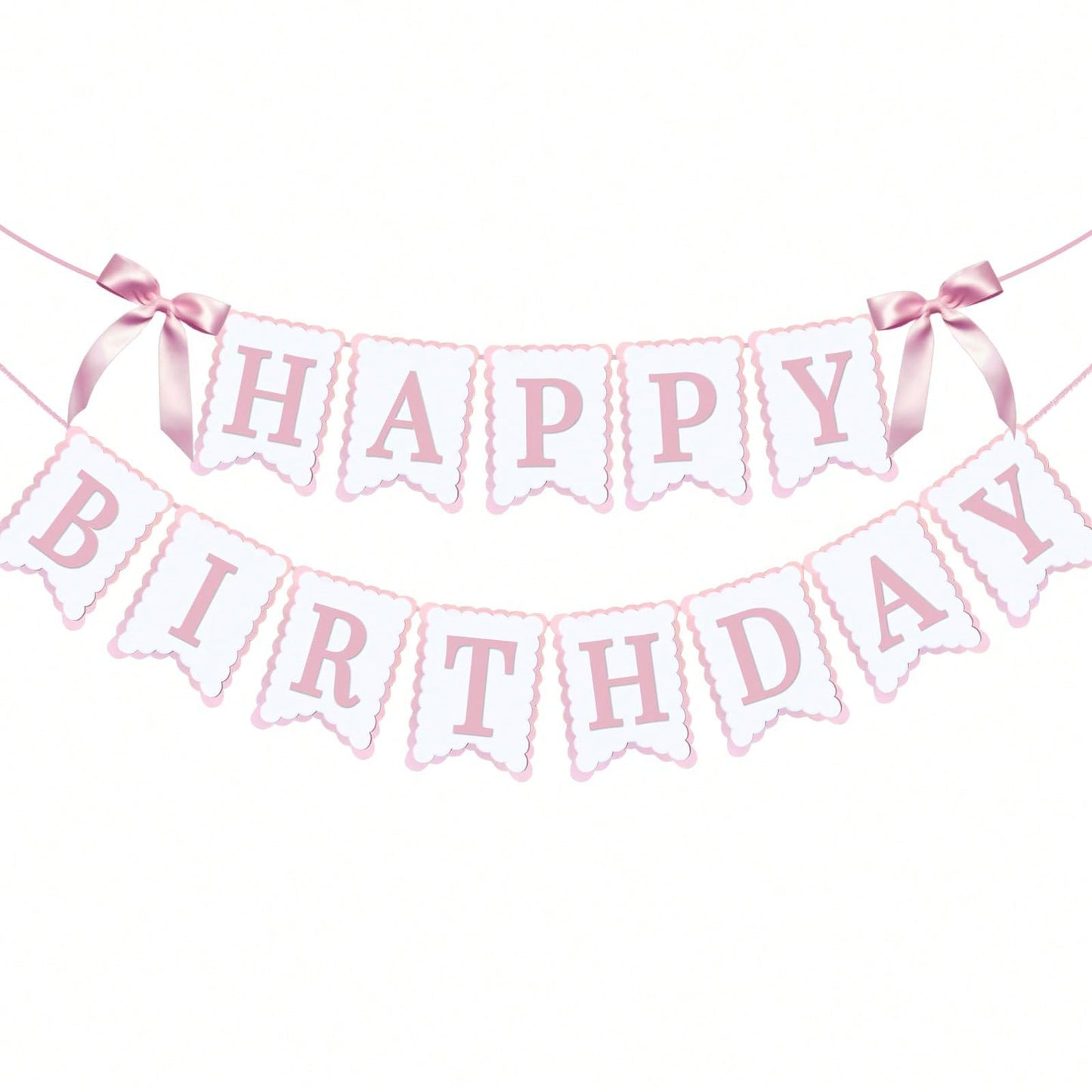 1pc Happy Birthday Bow Banner, Suitable For Bow Birthday Decorations, Pink Bow Wreath, Fit For Baby Shower, Girl's 1st Birthday Party Decor