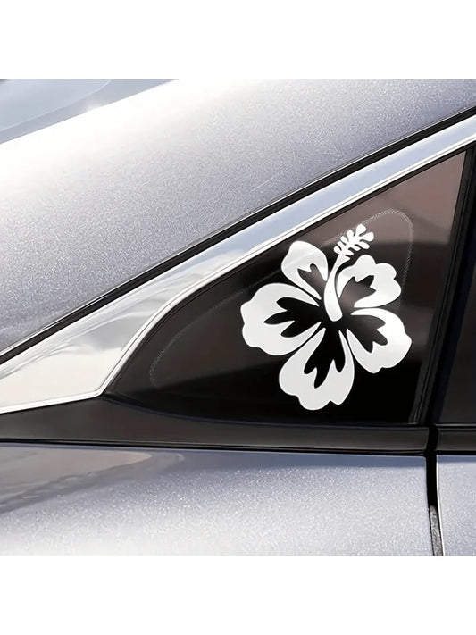 1pc Hawaiian Hibiscus Flower Decal/Sticker- Suitable For Cars, Trucks, Laptops, Water Bottles, Windows, Walls- Bumpers And Any Other Surfaces You Can Think Of
