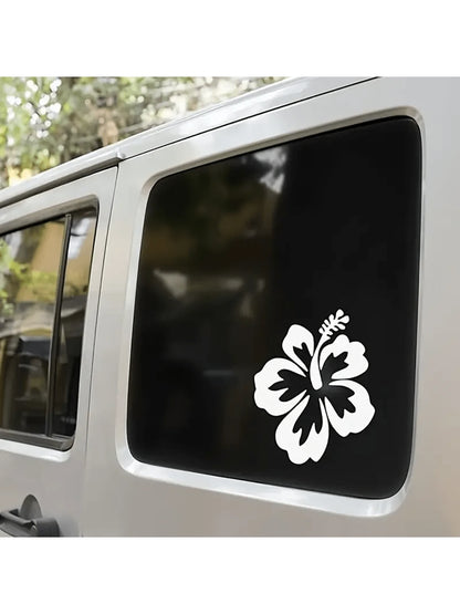 1pc Hawaiian Hibiscus Flower Decal/Sticker- Suitable For Cars, Trucks, Laptops, Water Bottles, Windows, Walls- Bumpers And Any Other Surfaces You Can Think Of