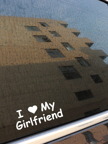 1Pc Heart & Slogan Graphic Pvc Car Sticker I Love My Girlfriend