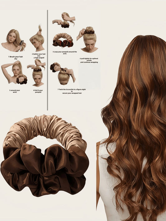1pc Heatless Curling Hair Band, Brown Satin Heatless Curler, Can Be Worn While Sleeping. Soft Sleep Hair Tie, Suitable For Long Hair To Create Natural Curls, No Heating Required, Reducing High-Tempera