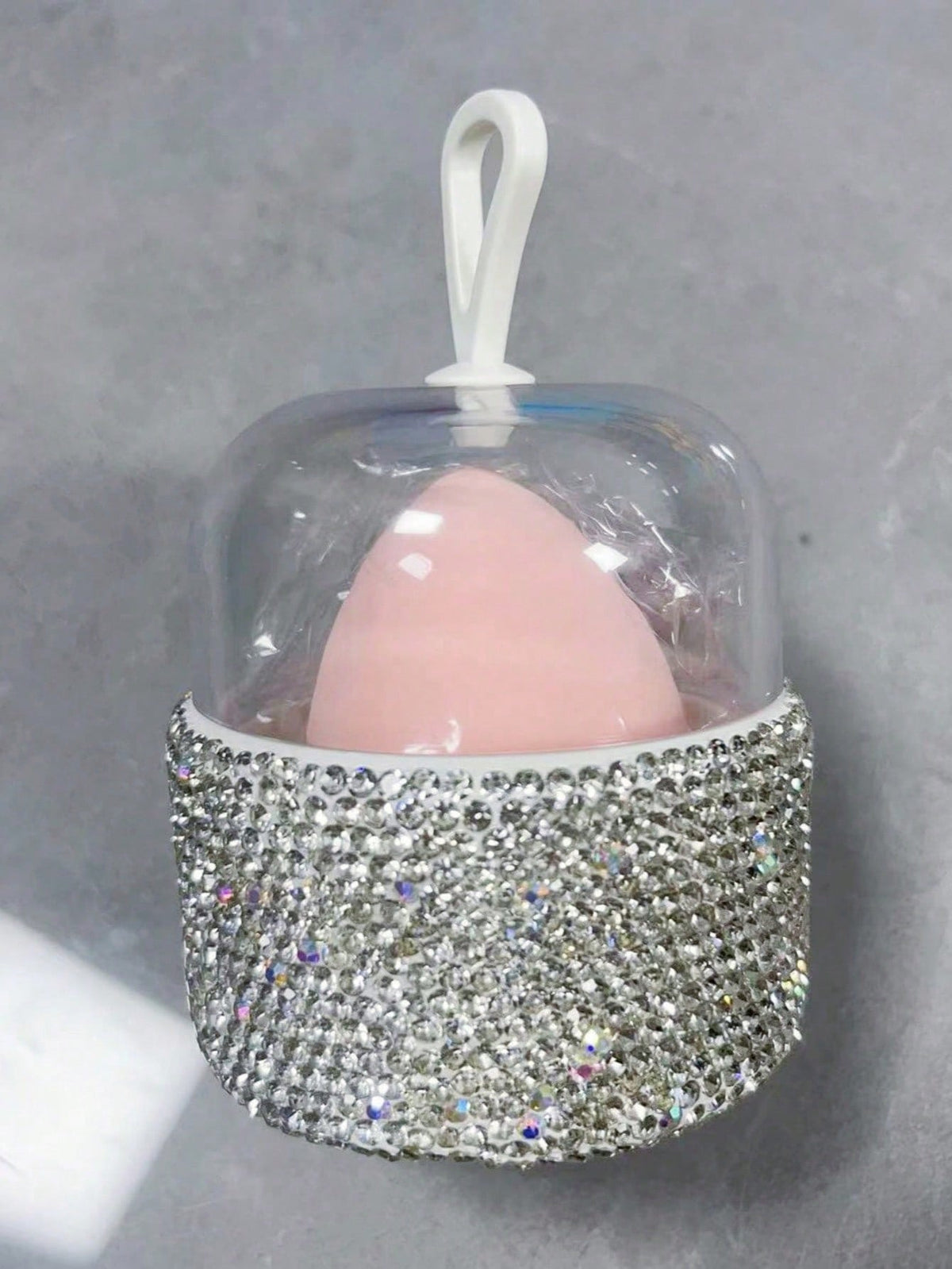 1pc Highly Attractive Glitter Artificial Rhinestone Makeup Sponge Storage Box, Dust-Proof Foundation Powder Puff Storage Box, Travel Portable Makeup Egg Storage Box, Creative Makeup Gift, Random Puff