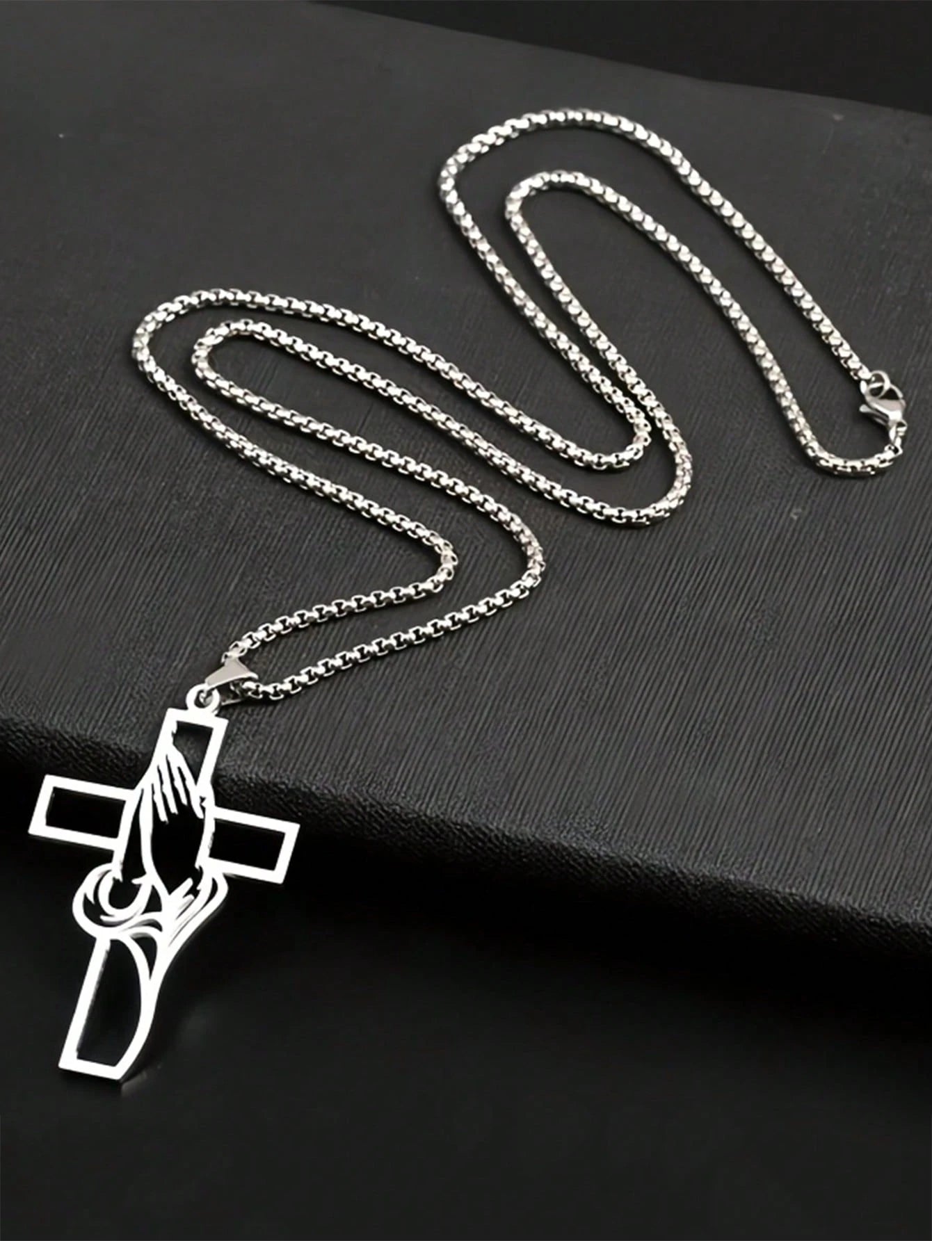 1pc Hollow Prayer Pose Cross Pendant, Car Interior Decor Pendant, Exquisite Cross Pendant