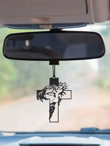 1pc Hollow Prayer Pose Cross Pendant, Car Interior Decor Pendant, Exquisite Cross Pendant