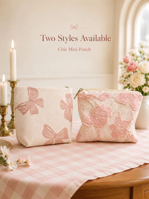 1pc Ins Style Floral Embroidered Zipper Makeup Bag, Cute Fabric Mini Coin Purse, Portable Lipstick And Small Items Storage Pouch